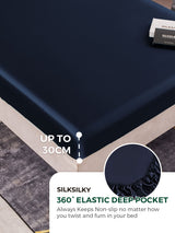 [Bleu Foncé] SilkSilky-FR 19Momme Parure de Lit Soie 004
