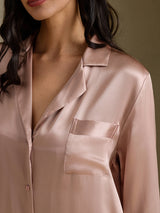 [Toscane] SilkSilky-FR Long Sleeve Lapel Collar Chemise pour dormir 004