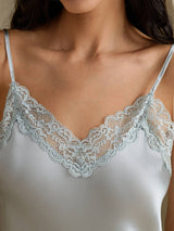 [Bleu Grisâtre] SilkSilky-FR Sleeveless V Neck Chemises de nuit 004