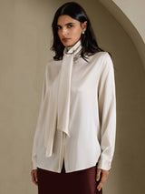 [Gris Clair] SilkSilky-FR Long Sleeve High Neck Blouse 003