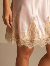 [Rose] SilkSilky-FR Sleeveless V Neck Chemises de nuit 005