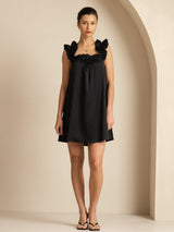 [Noir] SilkSilky-FR 19Momme Soie Sans manches Col Carré Robes 003