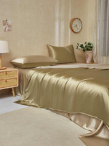 [Beige+Kaki] SilkSilky-FR 22Momme Parure de Lit Soie 003