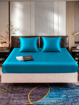 [Bleu Royal] SilkSilky-FR Parure de Lit Soie 001