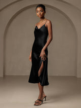 [Noir] SilkSilky-FR Fines Brides Col Bénitier Robes 003