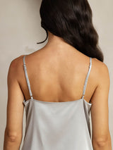 [Argent] SilkSilky-FR Spaghetti Strap Cowl Neck Top À Fines Brides 005