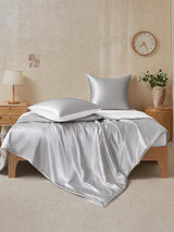 [GrisClair+Blanc] SilkSilky-FR Parure de Lit Soie 002