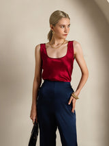 [Rouge Vineux] SilkSilky-FR Sleeveless Top À Fines Brides 005