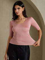 [Cameo Rose] SilkSilky-FR Half Sleeve Femme T-Shirt 006