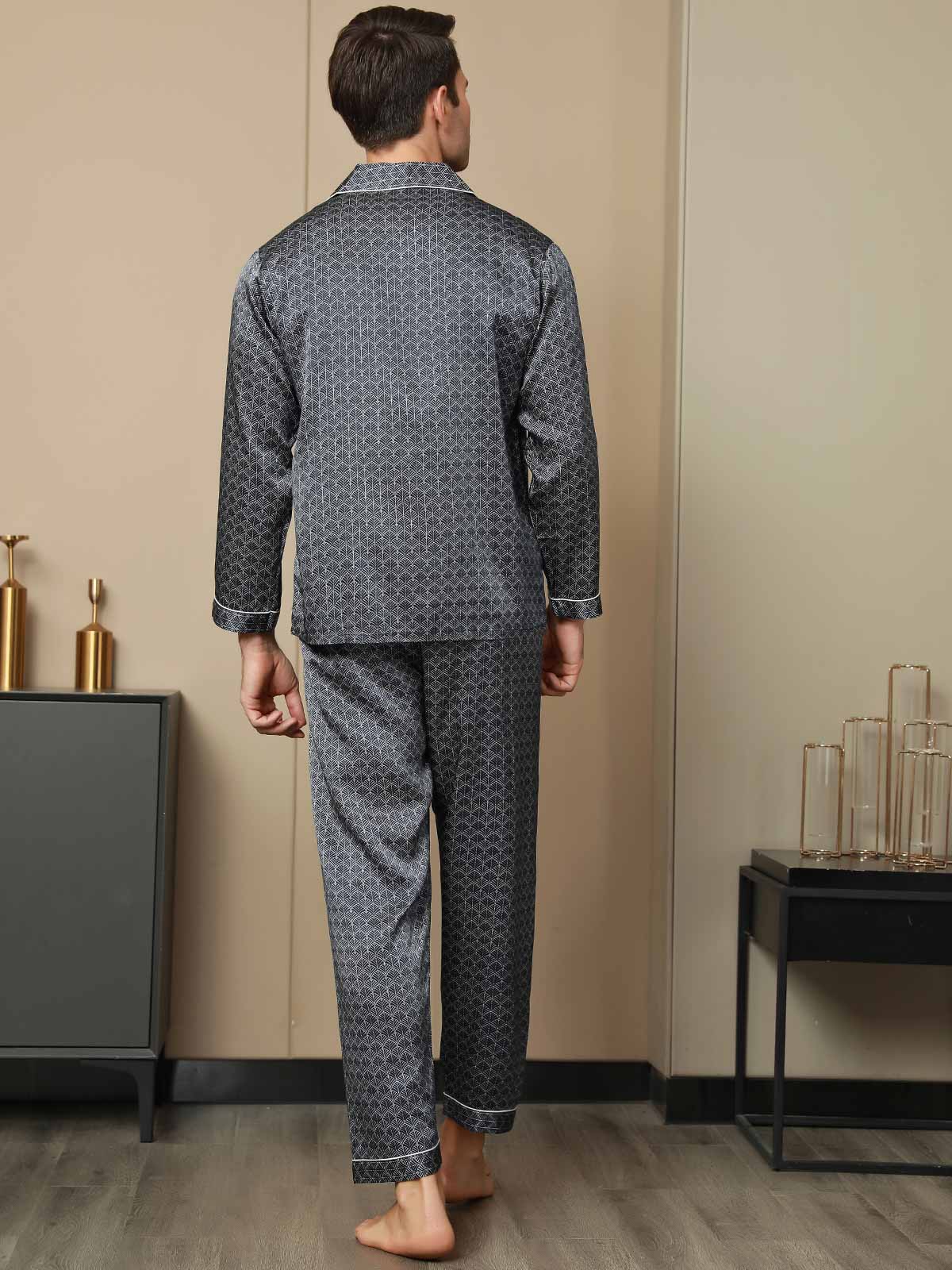 [Ginkgo Marine] SilkSilky-FR 19Momme Manches longues Homme Pyjamas 010