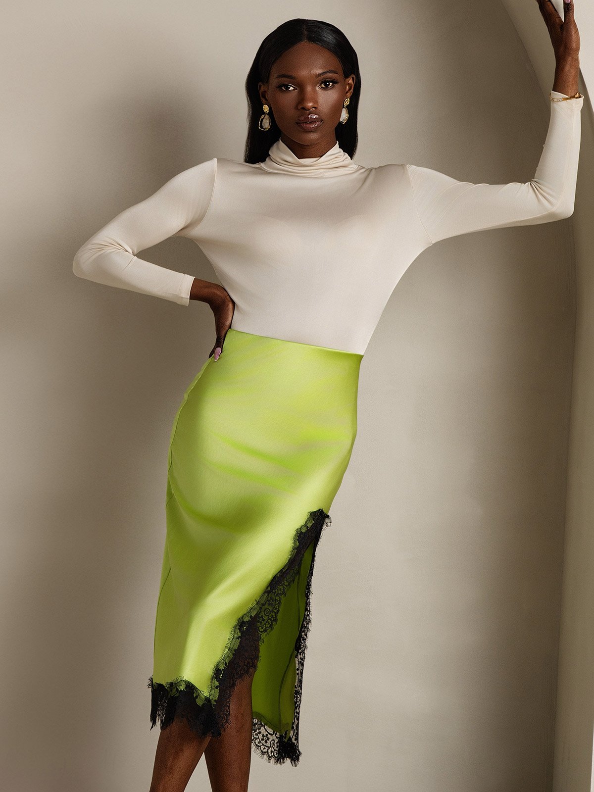 [Vert Menthe] SilkSilky-FR 19Momme Soie Skirt 003