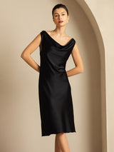 [Noir] SilkSilky-FR Sleeveless Cowl Neck Robes 006