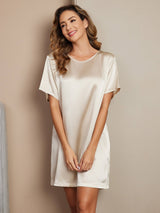[Champagne] SilkSilky-FR Manches courtes Col Rond Chemises de nuit 001
