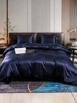 [Bleu Foncé] SilkSilky-FR Parure de Lit Soie 001