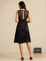 [Noir] SilkSilky-FR Sleeveless Illusion Neck Robes 002
