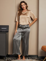 [Multi] SilkSilky-FR Half Sleeve Round Neck Femme Pyjamas 001