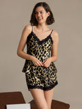 SilkSilky-FR Pure Soie Col en V Ensemble Camisole Leopard 003