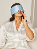 SilkSilky FR 19Momme Pure Soie Eye Mask BleuClair 003