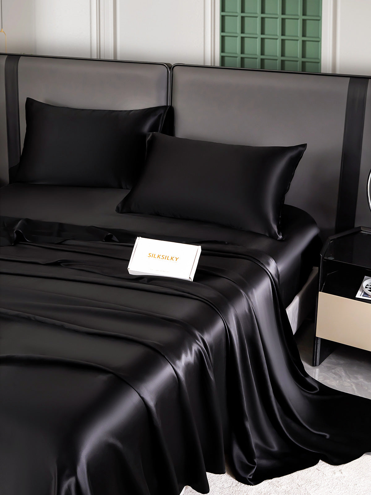 [Noir] SilkSilky-FR 25Momme Pure Soie Bedding Set 002