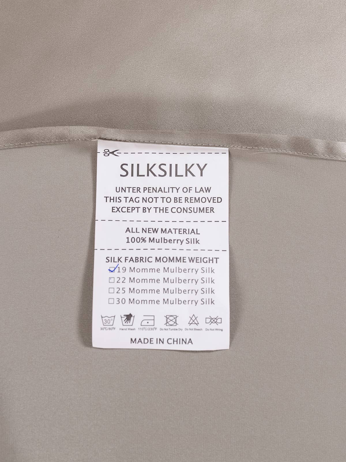 SilkSilky FR 19Momme Pure Soie Bedding Set Gris 005