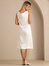 [Blanc] SilkSilky-FR Sleeveless Cowl Neck Robes 002