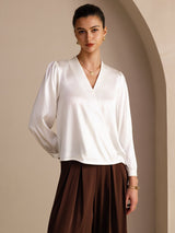 [Blanc] SilkSilky-FR Long Sleeve Blouse 003