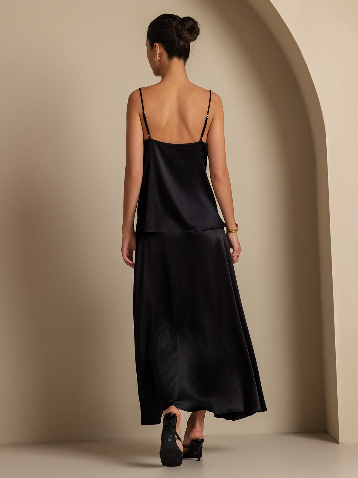 [Noir] SilkSilky-FR 19Momme Soie Skirt 003