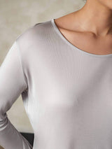 [Argent] SilkSilky-FR Manches longues Col Rond Sous Vêtements Longs Femme 004