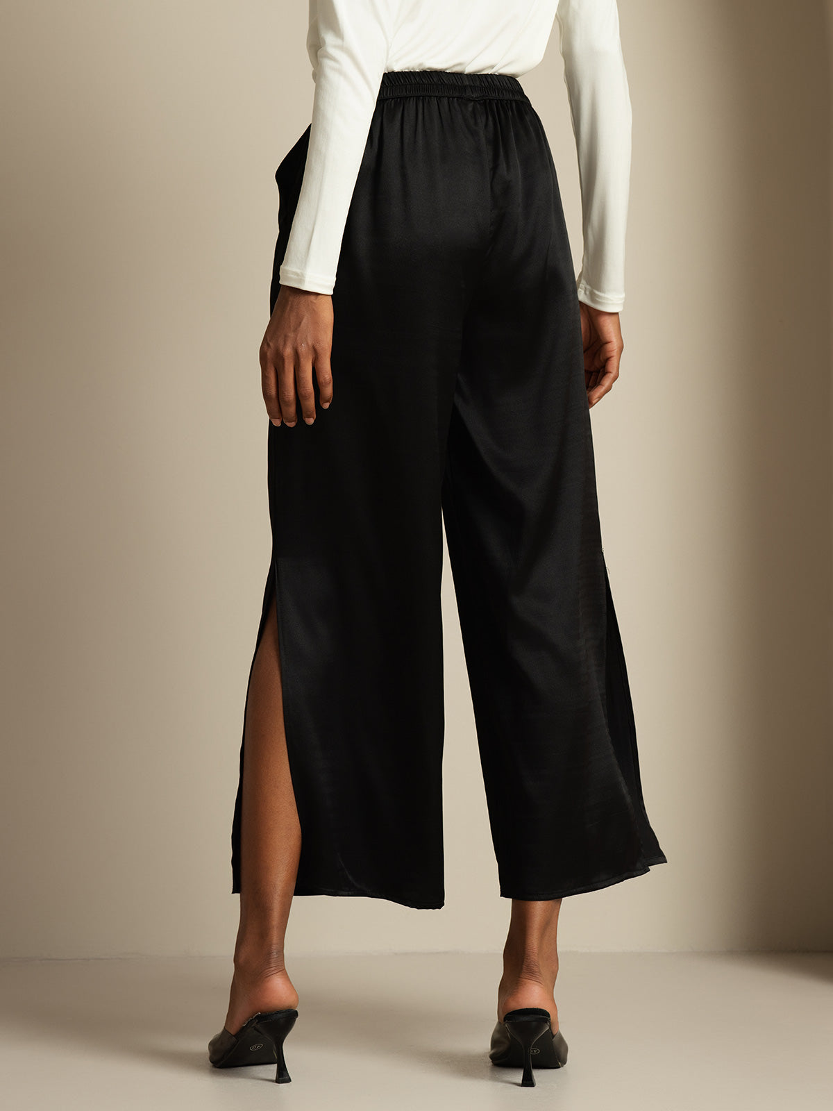 [Noir] SilkSilky-FR 19Momme Soie Womens Pants 002