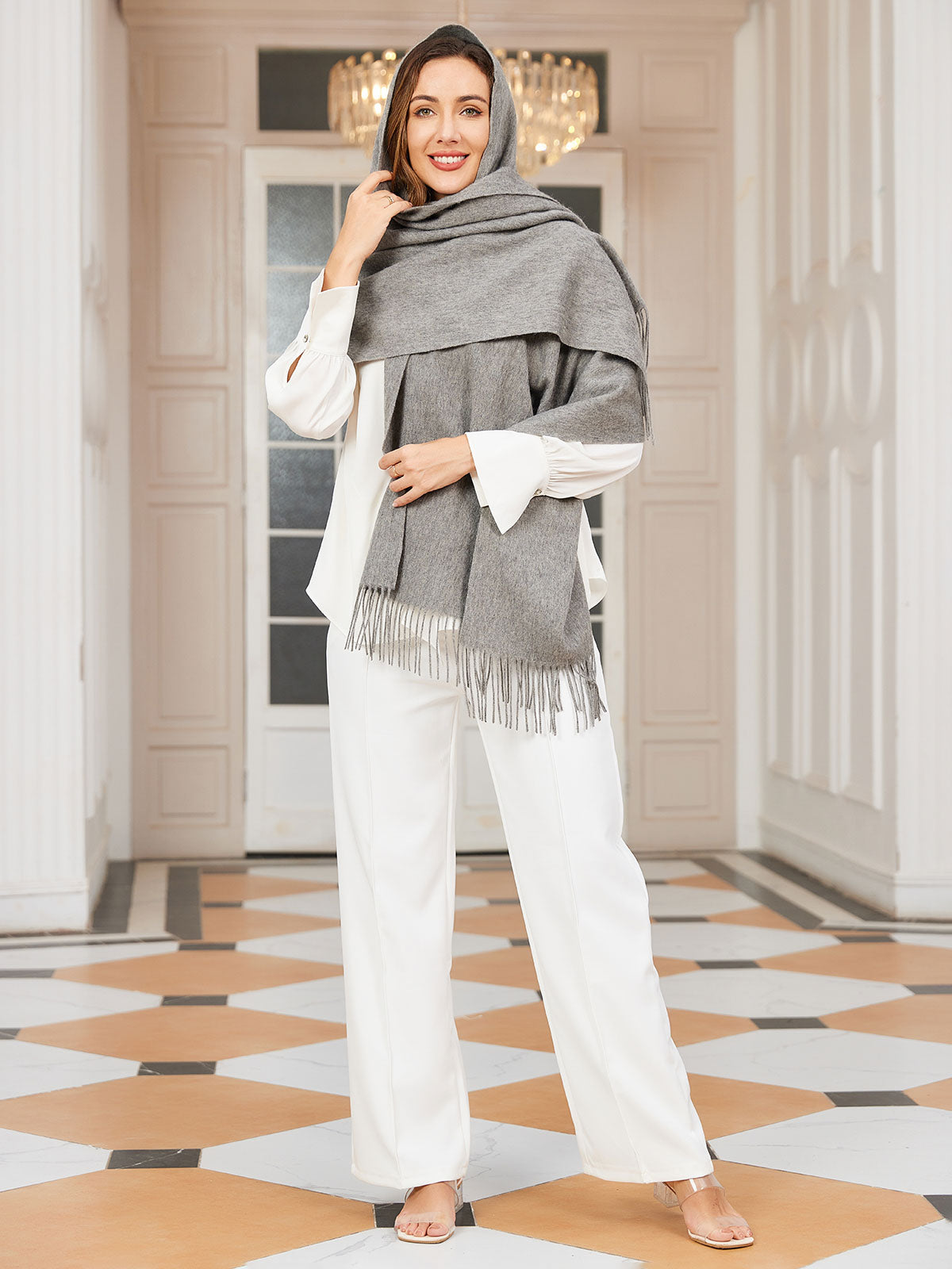[Gris] SilkSilky-FR Laine Écharpes 002