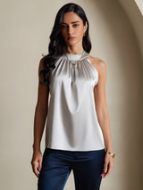 [Gris Clair] SilkSilky-FR Sleeveless Halter Femme T-Shirt 003