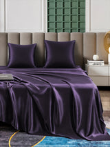 [Violet Foncé] SilkSilky-FR Parure de Lit Soie 001