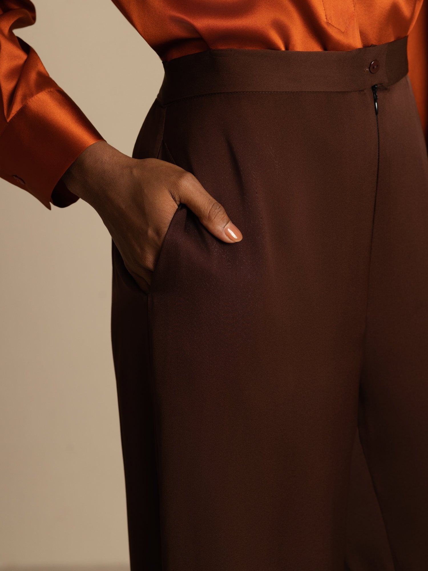 [Chocolat Noir] SilkSilky-FR 19Momme Soie Womens Pants 005