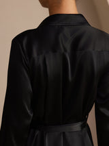 [Noir] SilkSilky-FR Long Sleeve Lapel Collar Robes 004