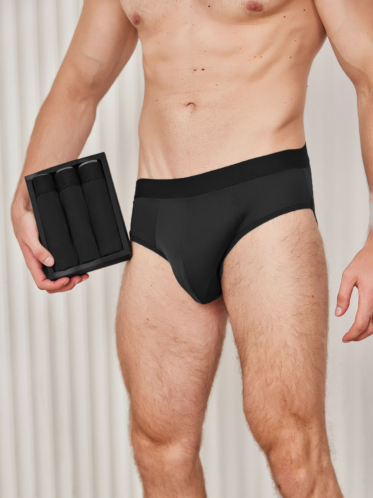 [Noir] SilkSilky-FR Pure Soie Mens Underwear 002