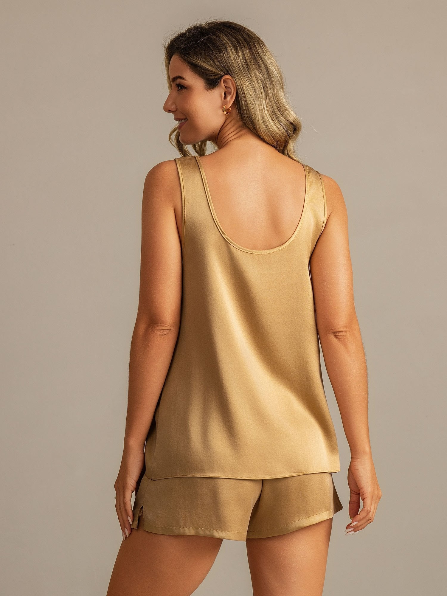 [Tan] SilkSilky-FR 19Momme Soie Womens Pajamas 002