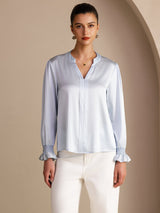 [Bleu Ciel] SilkSilky-FR Long Sleeve Blouse 003
