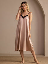 [Toscane] SilkSilky-FR Spaghetti Strap V Neck Chemises de nuit 005