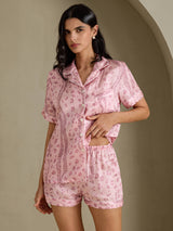 [Léopard Rose] SilkSilky-FR Short Sleeve Notch Collar Femme Pyjamas 003