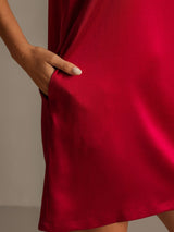 [Rouge Vineux] SilkSilky-FR 19Momme Sans manches Encolure Dégagée Chemises de nuit 005