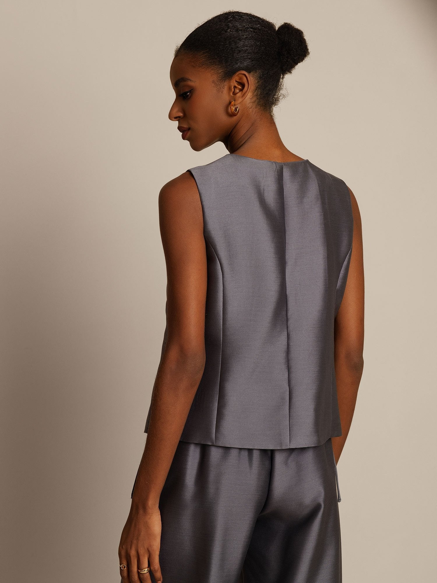 [Gris] SilkSilky-FR 32Momme Soie Womens Vest 002,