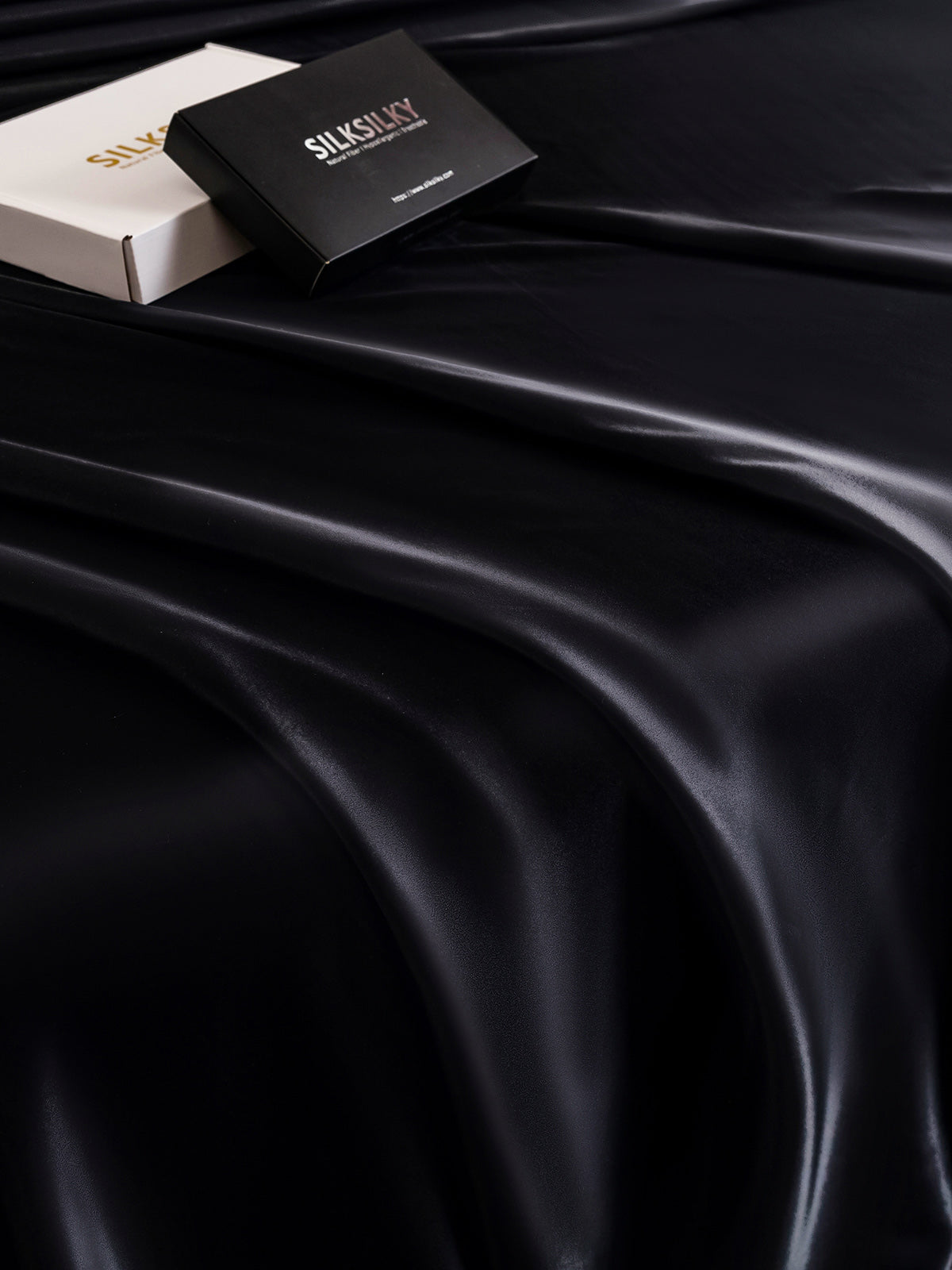 [Noir] SilkSilky-FR 25Momme Pure Soie Sheet 005
