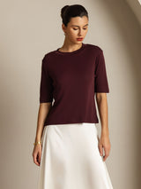 [Vin De Windsor] SilkSilky-FR Half Sleeve Crew Neck Femme T-Shirt 009