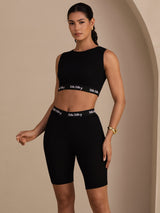 [Noir] SilkSilky-FR Sleeveless Crew Neck Women's Outfit Sets 004