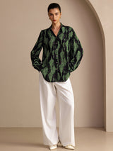 [Mousse Noire] SilkSilky-FR Long Sleeve Lapel Collar Blouse 004