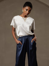 [Gris Clair] SilkSilky-FR Short Sleeve Boat Neck Femme T-Shirt 003