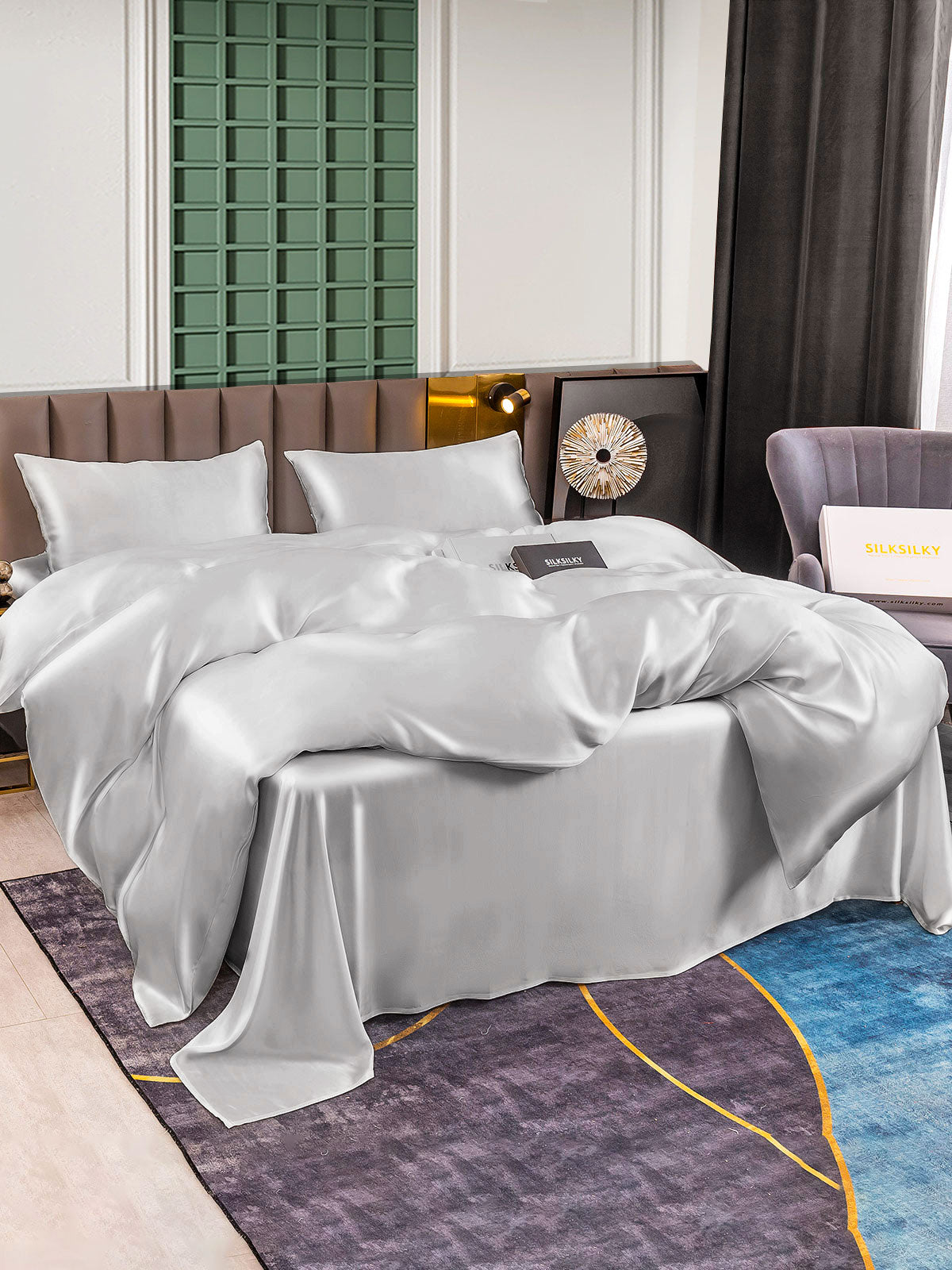 [Argent] SilkSilky-FR 25Momme Pure Soie Bedding Set 003
