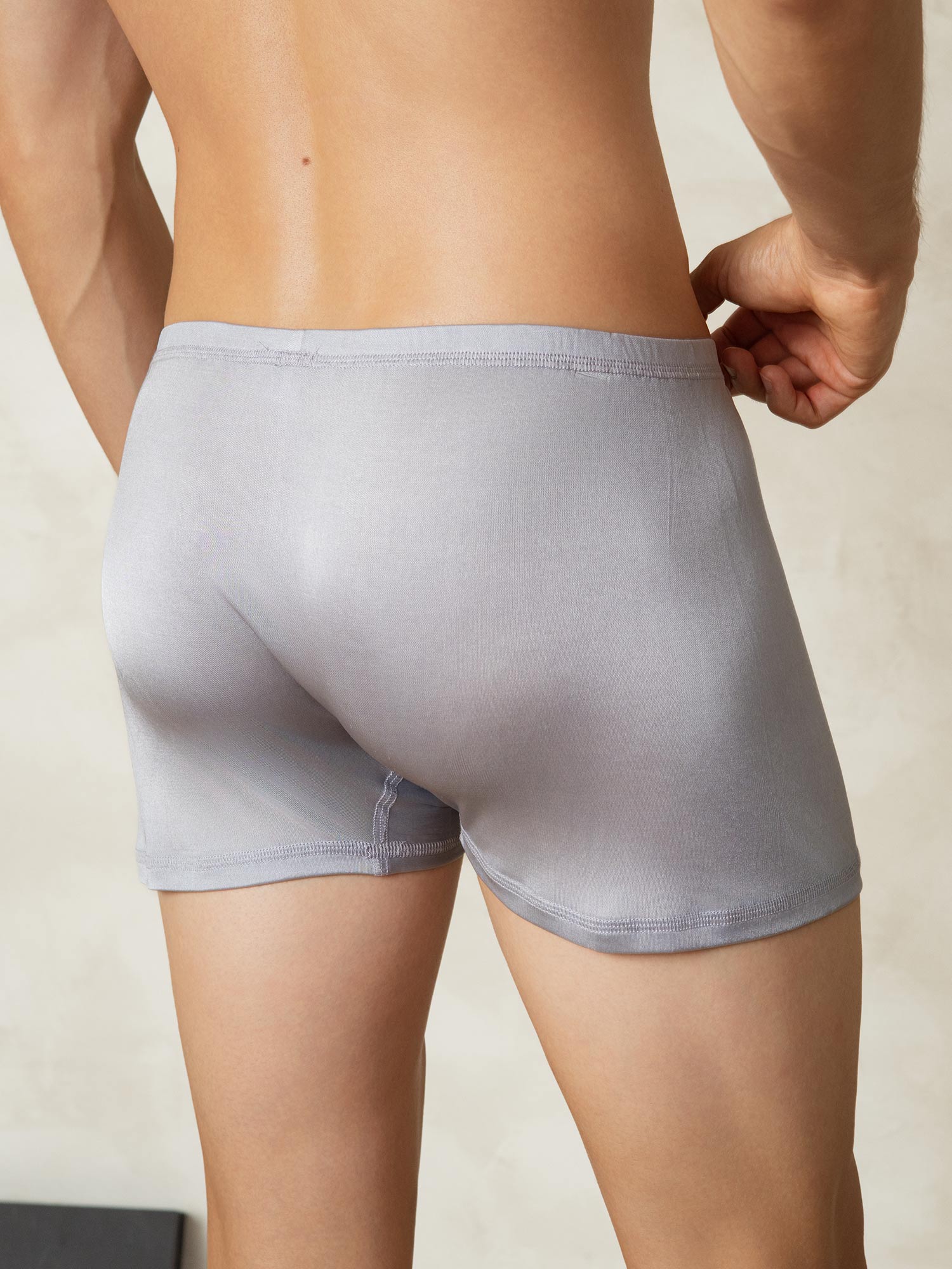 [Gris] SilkSilky-FR Soie Tricotée Mens Underwear 002