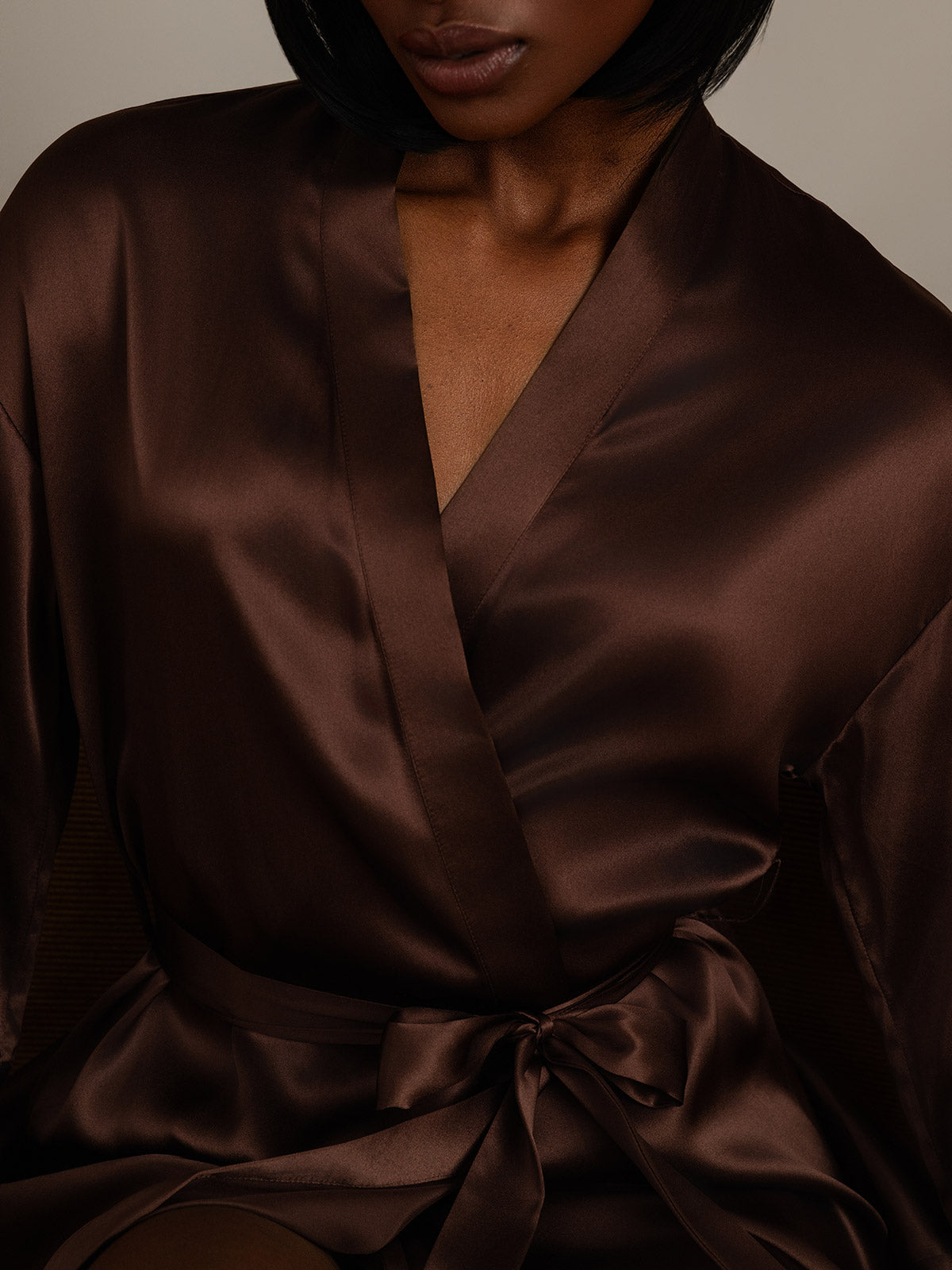 [Café] SilkSilky-FR Pure Soie Womens Robe 008