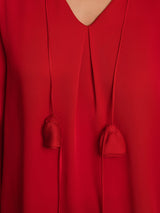 [Rouge Vineux] SilkSilky-FR Long Sleeve V Neck Blouse 003